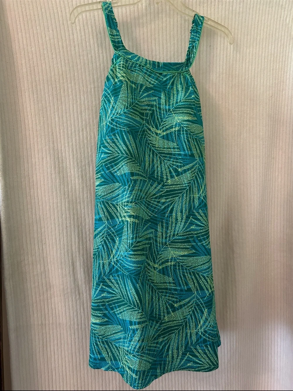 Lands' End Teal Leaf-Print Swim wear Dress